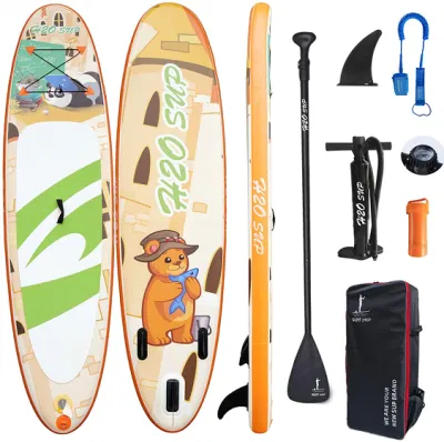 Placa de Sup inflável com impressão UV personalizada OEM H2O aprovada pela CE em 10′comprimento/30′′ Largura/6′′ Espessura Paddleboard inflável